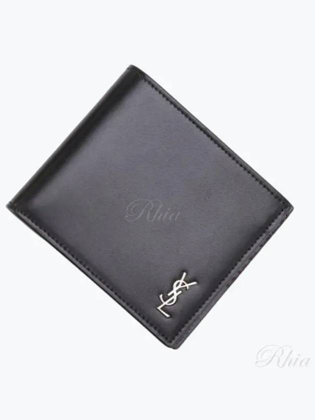 Tiny Cassandre East West Wallet in Matte Leather Black - SAINT LAURENT - BALAAN 2