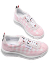 Gingham Boucle Clear Sole Tech Runner Low Top Sneakers Light Pink - THOM BROWNE - BALAAN 6