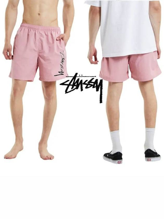 30 Men s Shadow Script Long Beach Shorts ROSE PINK - STUSSY - BALAAN 1