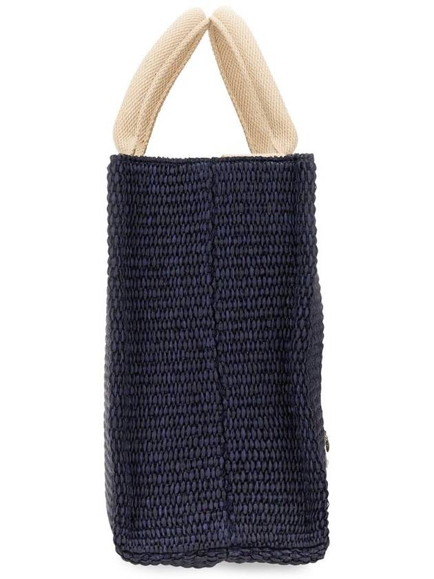 Small Raffia East West Tote Bag Navy - MARNI - BALAAN 5