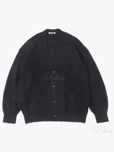 Brushed Wool Cashmere Silk Knit Cardigan Black A24AC01WK - AURALEE - BALAAN 1