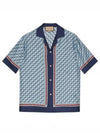 Interlocking G Silk Short Sleeve Shirt Blue - GUCCI - BALAAN 2