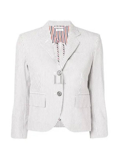 Striped Seersucker Half Line Single Jacket Grey - THOM BROWNE - BALAAN 2