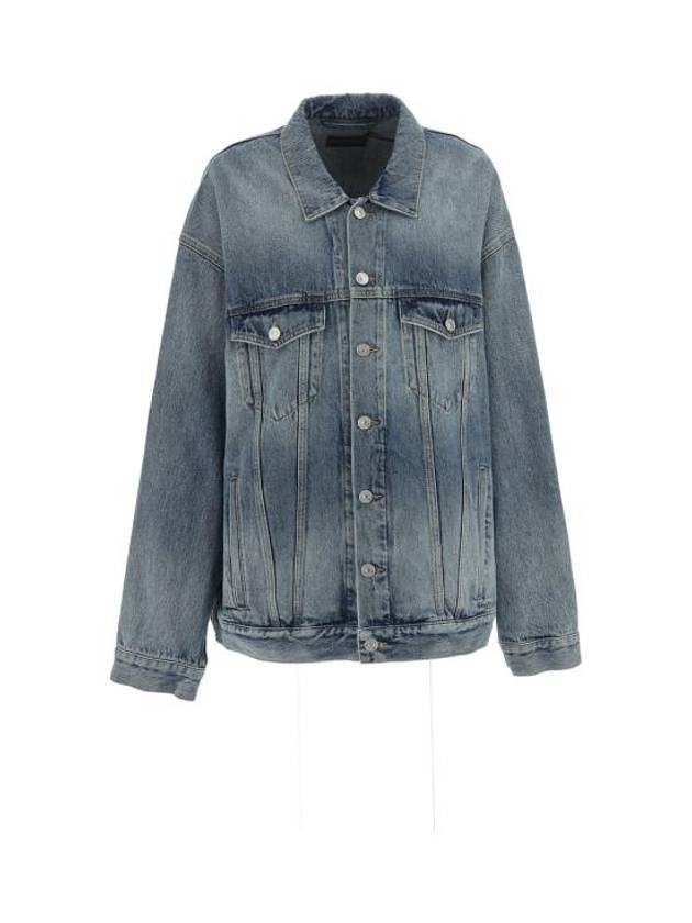 Back Logo Print Oversized Denim Jacket Blue - BALENCIAGA - BALAAN 2