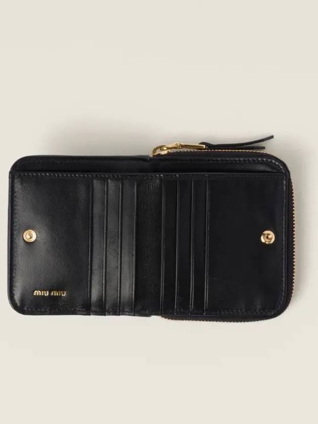 Matelasse Logo Zip Around Half Wallet Black - MIU MIU - BALAAN 3