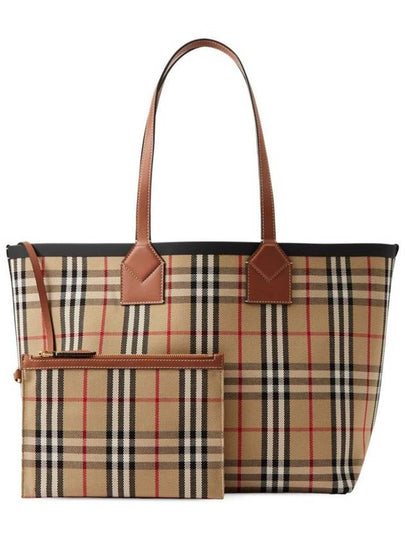 London Check Medium Cotton Tote Bag Archives Beige - BURBERRY - BALAAN 2