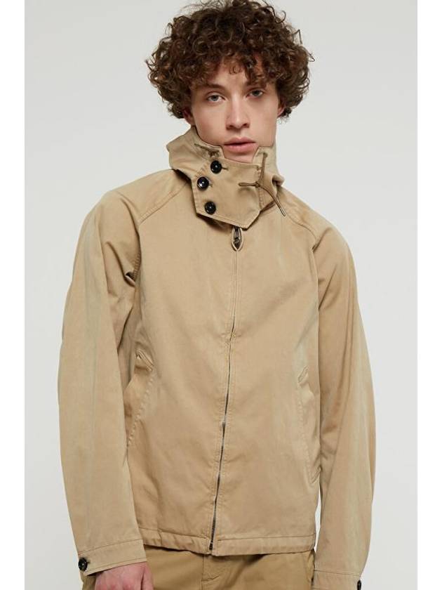 Collar Button Zipper Hooded Jacket Beige - TEN C - BALAAN 1