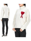 Intarsia Heart Logo Turtleneck White - AMI - BALAAN 2