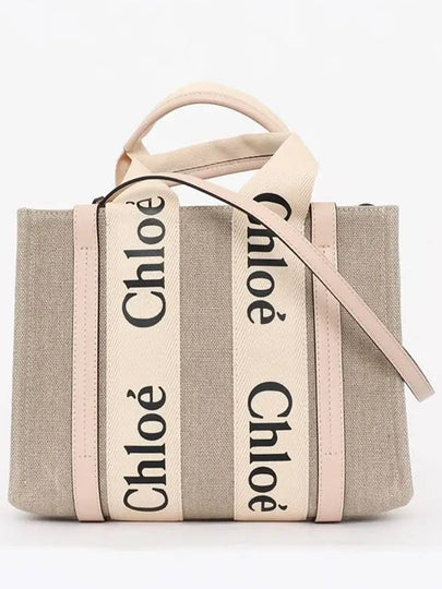 Woody Small Canvas Tote Bag Pink Beige - CHLOE - BALAAN 2