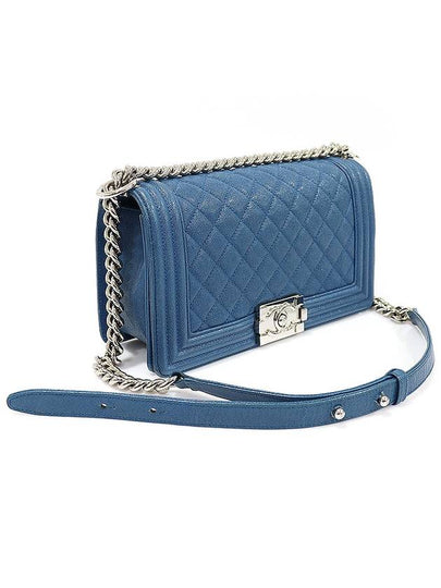 A67086 Blue Caviar Silver Boy Medium Flap Shoulder Bag No 29 - CHANEL - BALAAN 2