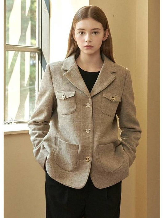 Women's Superior Pocket Point Jacket Beige - MICANE - BALAAN 1