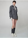 Wool Blend Pea Coat Melange Grey - ATHPLATFORM - BALAAN 4