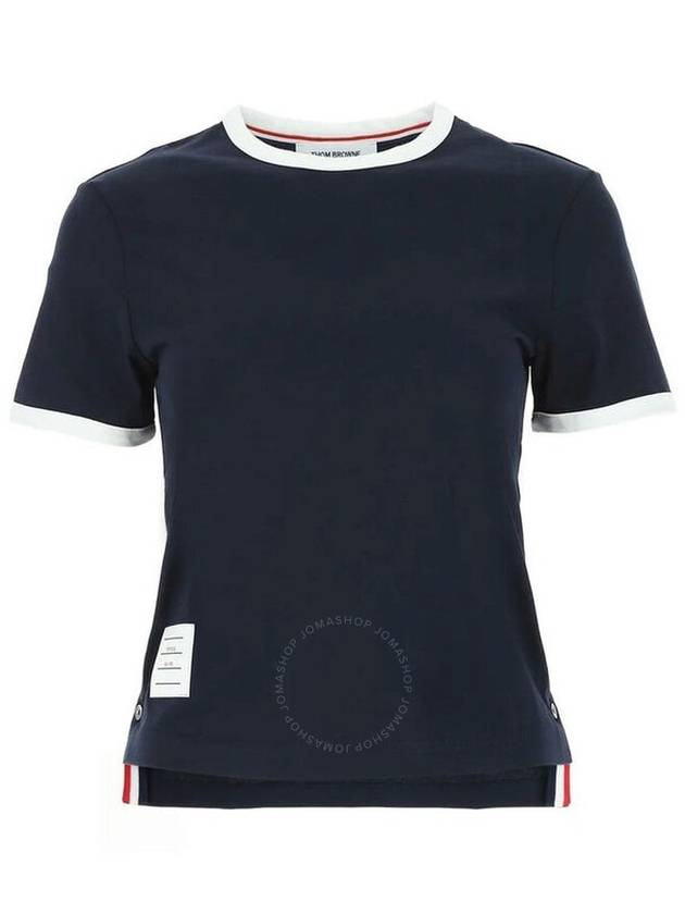 Asymmetric Hem Short Sleeve T-Shirt Navy - THOM BROWNE - BALAAN 2