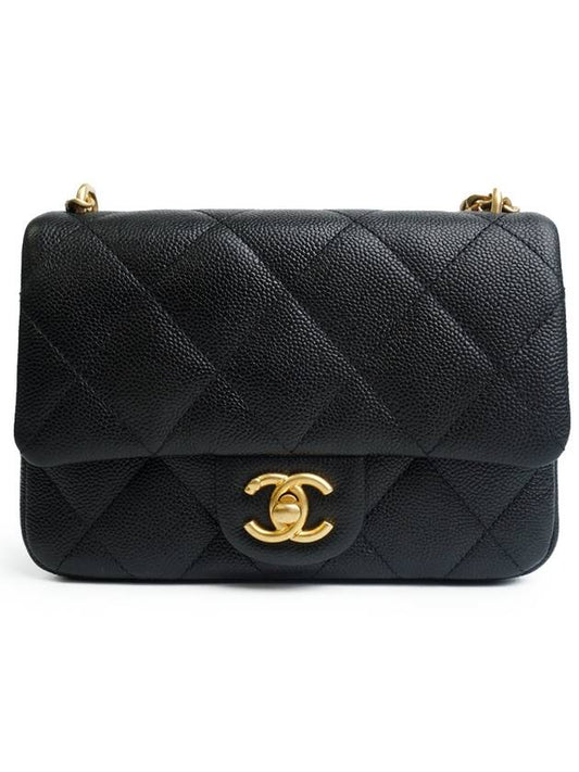 Women's Classic New Mini Sweet Heart Gold Caviar Cross Bag Black - CHANEL - BALAAN.
