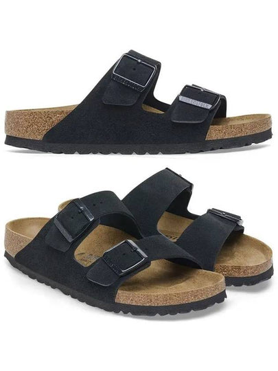 Arizona Suede Leather Slippers Black - BIRKENSTOCK - BALAAN 2