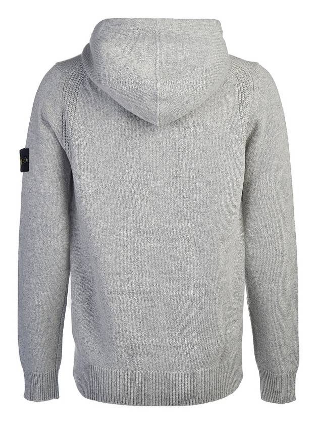 Waffen Patch Knit Zip Up Hoodie Light Grey - STONE ISLAND - BALAAN 4