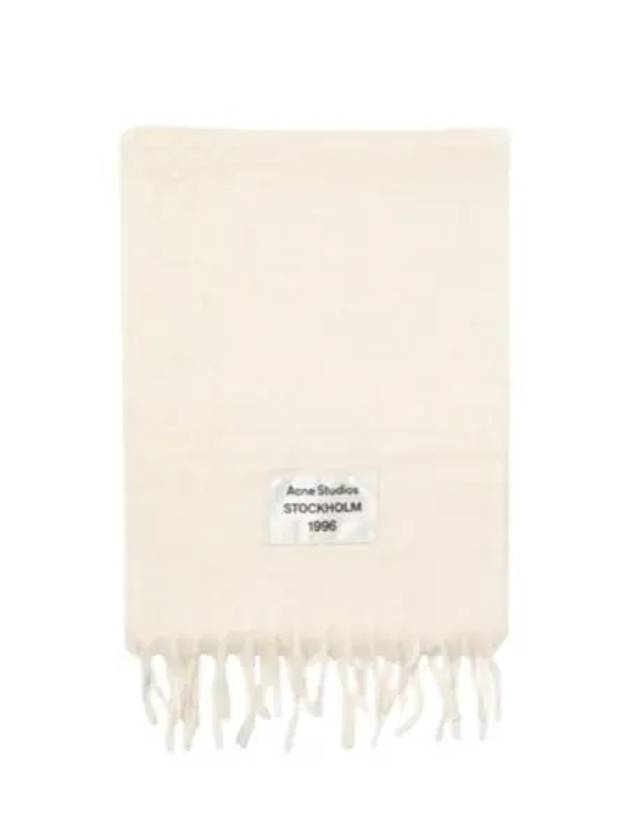 Logo Patch Fringe Muffler White - ACNE STUDIOS - BALAAN 2