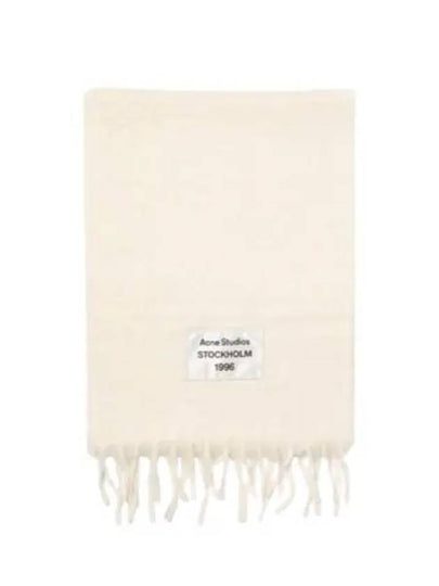 Logo Patch Fringe Muffler White - ACNE STUDIOS - BALAAN 2