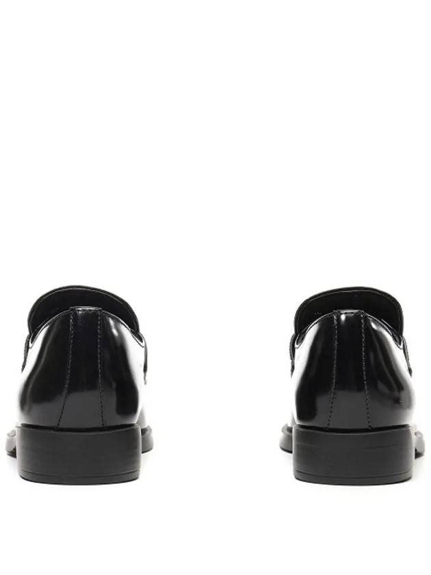 Triangle Logo Brush Leather Loafers Black - PRADA - BALAAN 4