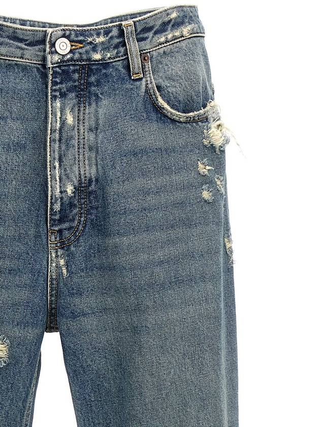 Distressed Denim Straight Jeans Blue - BALENCIAGA - BALAAN 4