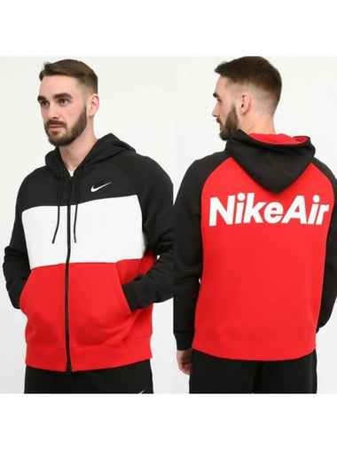 01CJ4819010Air Hood Zip JacketRed Black White - NIKE - BALAAN 1