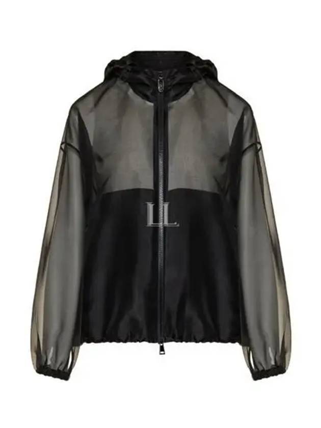 Women's Armonide Organza Zip Up Hoodie Black - MONCLER - BALAAN 2