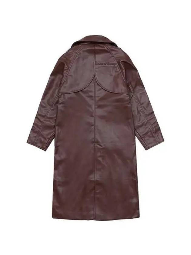 Women's Montague Leather Trench Coat Chestnut VOL2219 - HOUSE OF SUNNY - BALAAN 3