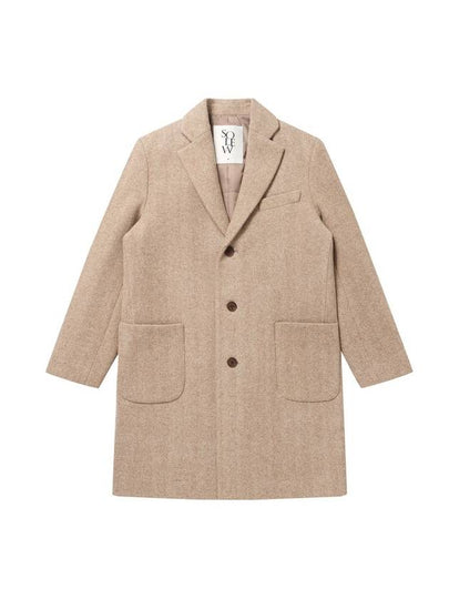 Cashmere Blended Herringbone 3 Button Single Coat Light Brown - SOLEW - BALAAN 2