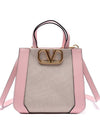 V Logo Signature Leather Tote Bag Pink - VALENTINO - BALAAN 2