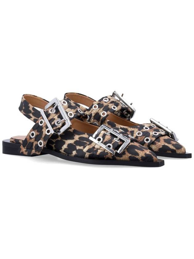 Leopard satin Feminine buckle ballerinas - GANNI - BALAAN 2