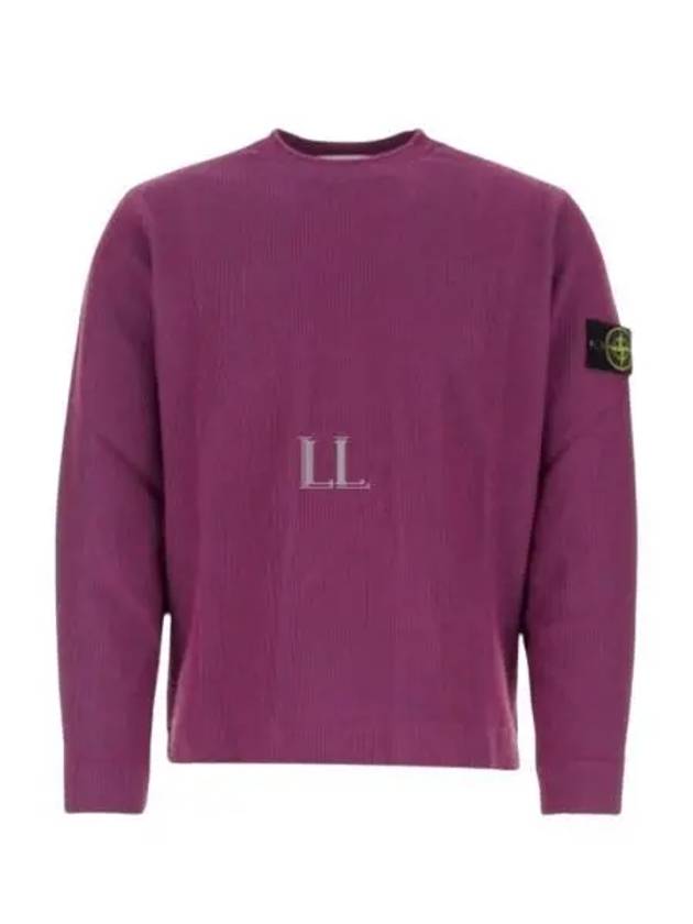 Men's Wappen Patch Crewneck Knit Sweatshirt Magenta - STONE ISLAND - BALAAN 2