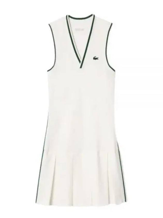 Sports stretch Vneck pleated dress EF10317WJ V neck - LACOSTE - BALAAN 1