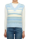 Striped Soft Wool Gilet Vest Light Blue - GANNI - BALAAN 2