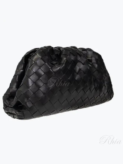 Intrecciato Small Leather Pouch Bag Black - BOTTEGA VENETA - BALAAN 2