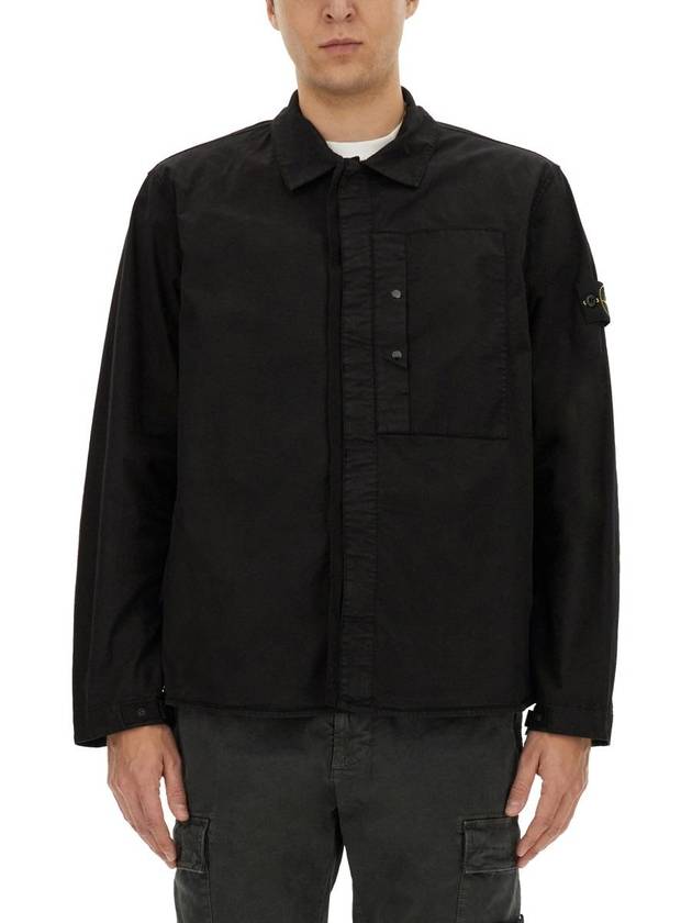 Stone Island Stretch Cotton Twill Shirt - STONE ISLAND - BALAAN 1