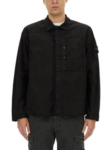 Stone Island Stretch Cotton Twill Shirt - STONE ISLAND - BALAAN 1