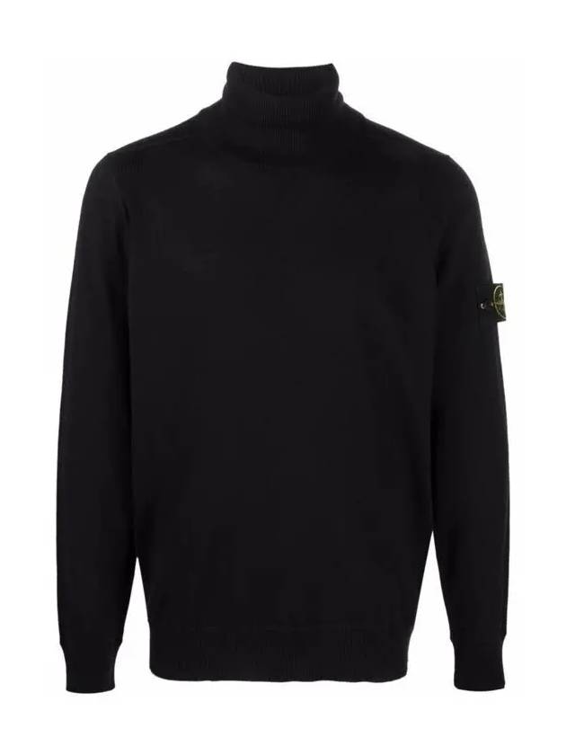 Men's Waffen Patch Light Pure Wool Turtleneck Navy - STONE ISLAND - BALAAN 2