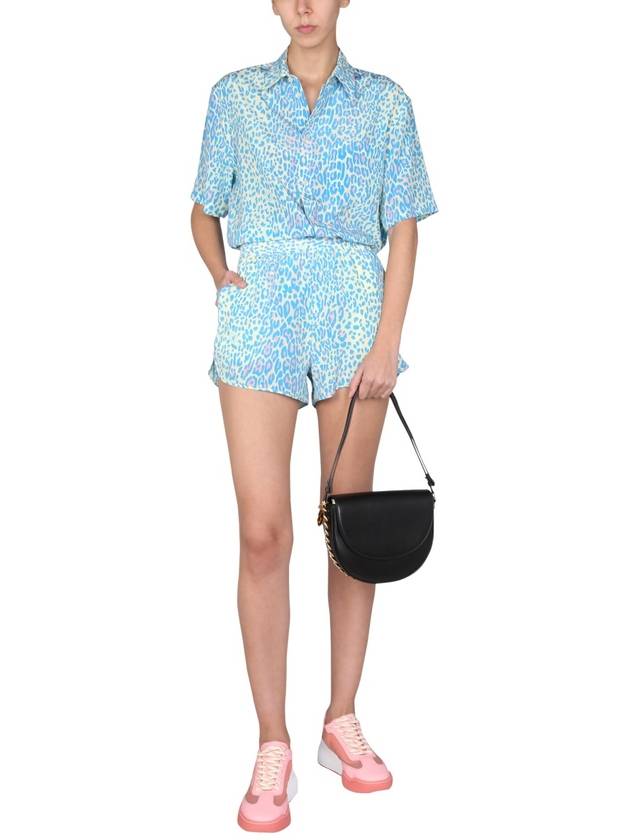 Women's Leopard Print Shorts Blue - STELLA MCCARTNEY - BALAAN 3