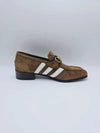 Horsebit 3 Stripe Suede Loafers Brown - GUCCI - BALAAN 7