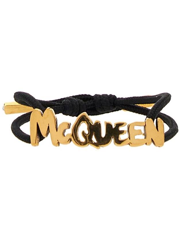 Graffiti Cotton Bracelet Gold Black - ALEXANDER MCQUEEN - BALAAN 4