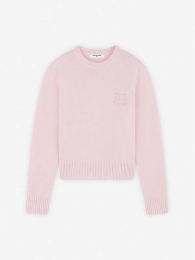 Bold Fox Head Embroidered Crop Knit Top Pink - MAISON KITSUNE - BALAAN 2