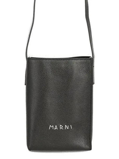 Logo Mini Leather Cross Bag Black - MARNI - BALAAN 2