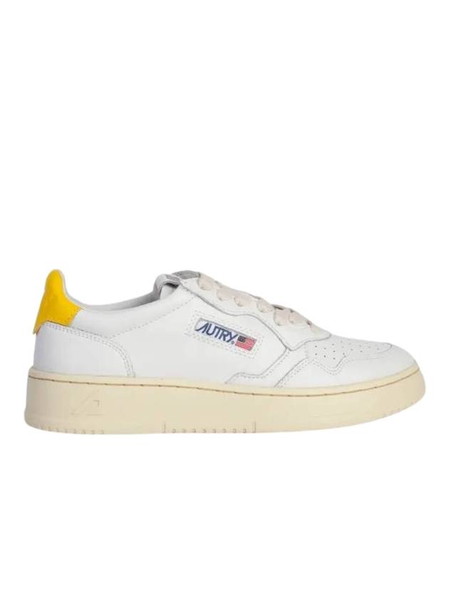 Women's Medalist Leather Low Top Sneakers White Yellow - AUTRY - BALAAN 1