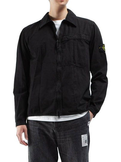 Organic Cotton Shirt Zip Up Jacket Black - STONE ISLAND - BALAAN 2