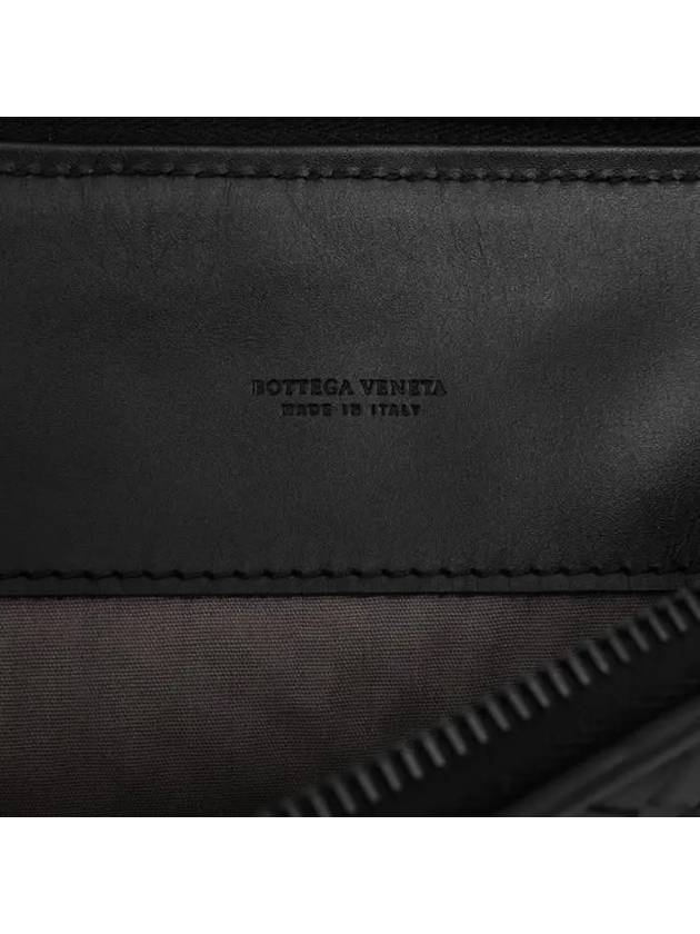 Intrecciato Weaving Zipper Medium Clutch Bag Black - BOTTEGA VENETA - BALAAN 6