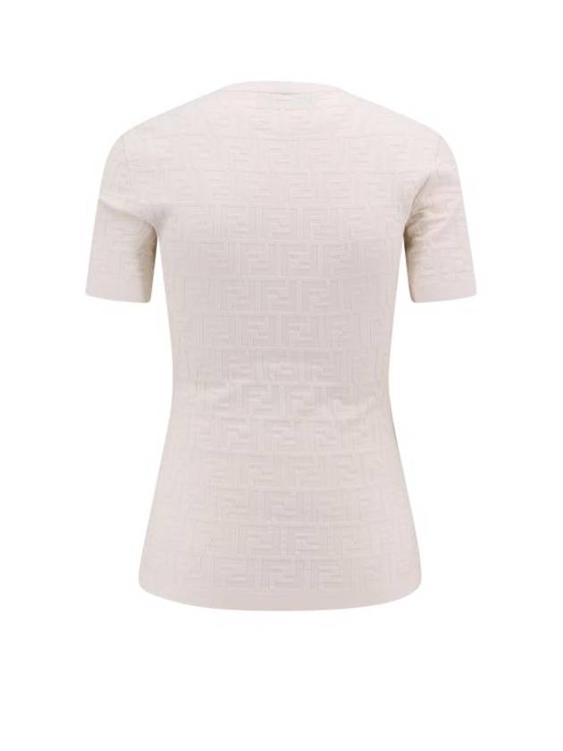 FF intarsia viscose knit top white - FENDI - BALAAN 3