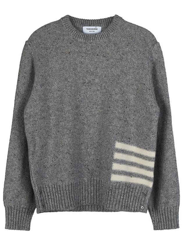 Donegal 4-Bar Striped Crew Neck Wool Knit Top Light Grey - THOM BROWNE - BALAAN 11