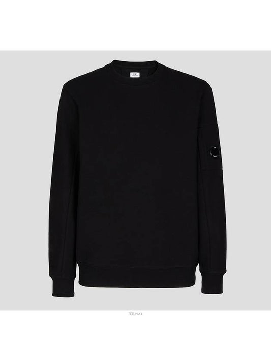 Men's Lens Waffen Daigonal Fleece Sweatshirt Black - CP COMPANY - BALAAN 2