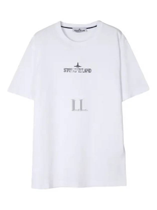 Logo Print Short Sleeve T-Shirt  White - STONE ISLAND - BALAAN 2