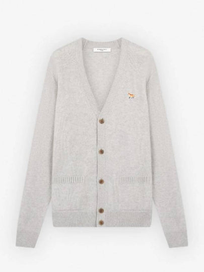 Baby Fox Patch V-neck Cardigan Light Grey - MAISON KITSUNE - BALAAN 2